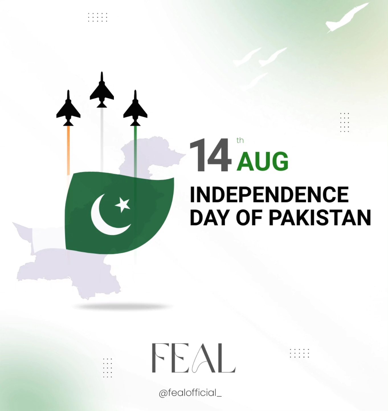 This 14th August, let every note of freedom linger like a timeless scent. FEAL wishes Pakistan a fragrant Independence Day. 🇵🇰✨#FEALFragrances #IndependenceDayPakistan #14August #FreedomInEveryNote #ProudlyPakistani #FragranceOfFreedom #CelebrateWithFEAL #FEAL